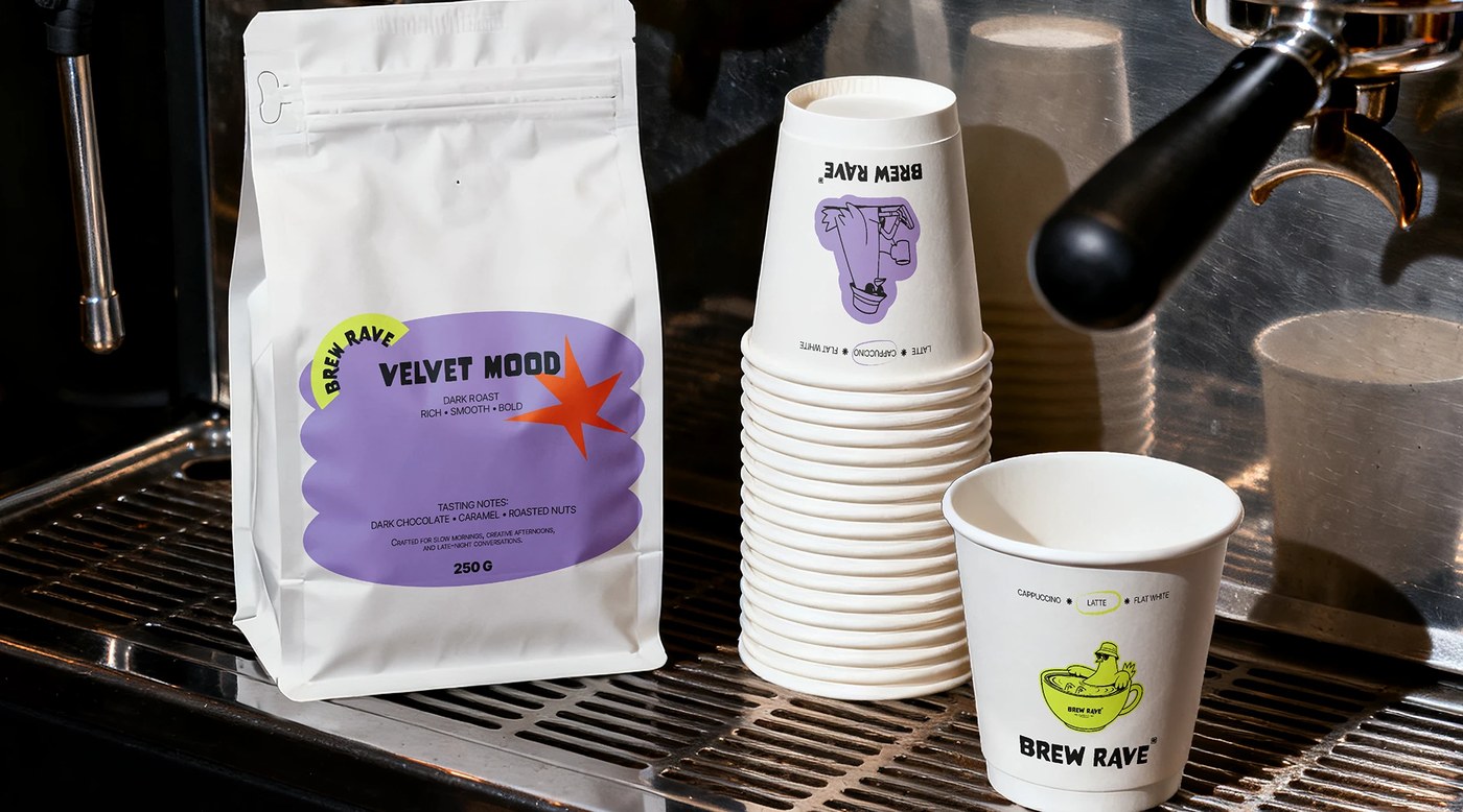 BREW RAVE \ Identity \ Logo alternate view — brand identity design by Valeriia Oprishan