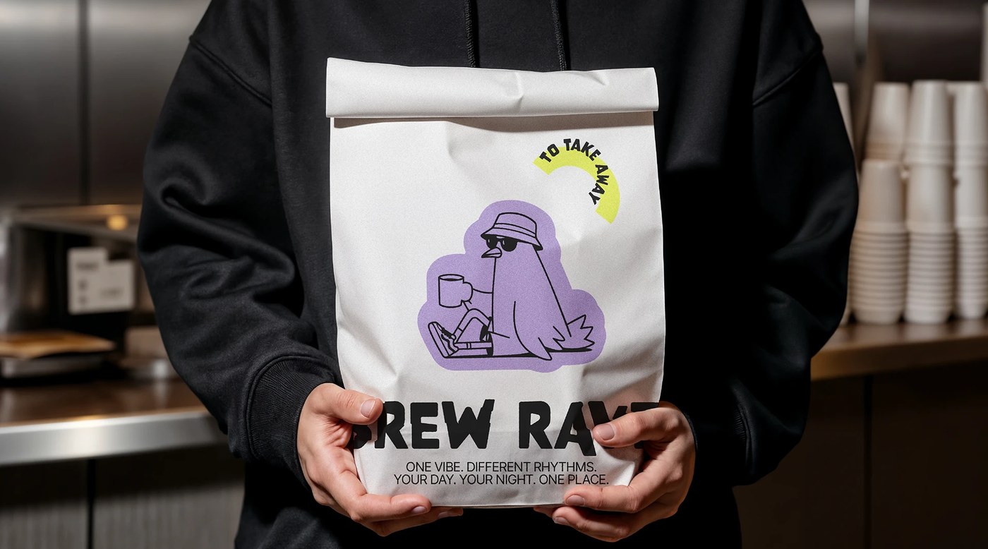 BREW RAVE \ Identity \ Logo closing detail — brand identity design by Valeriia Oprishan