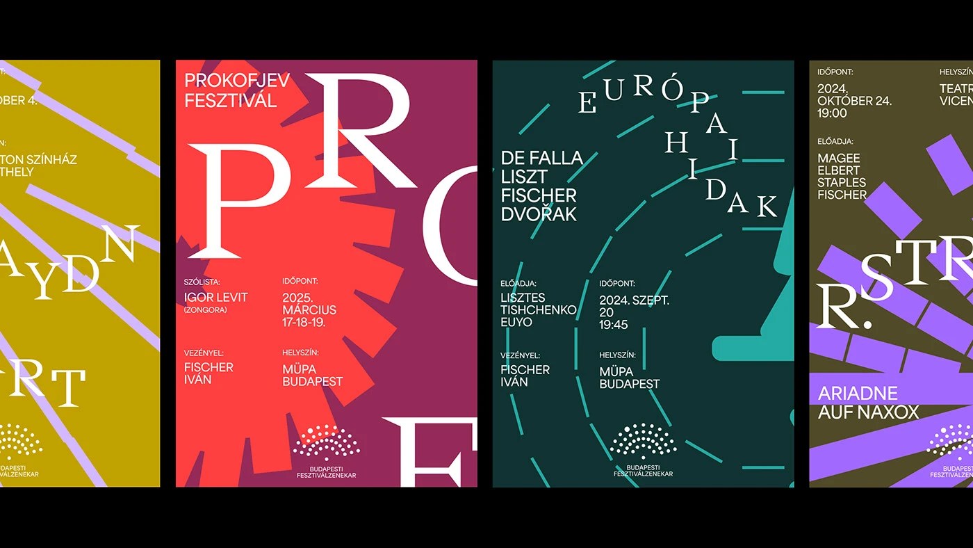 Budapest Festival Orchestra brand identity Stellage Display typeface application