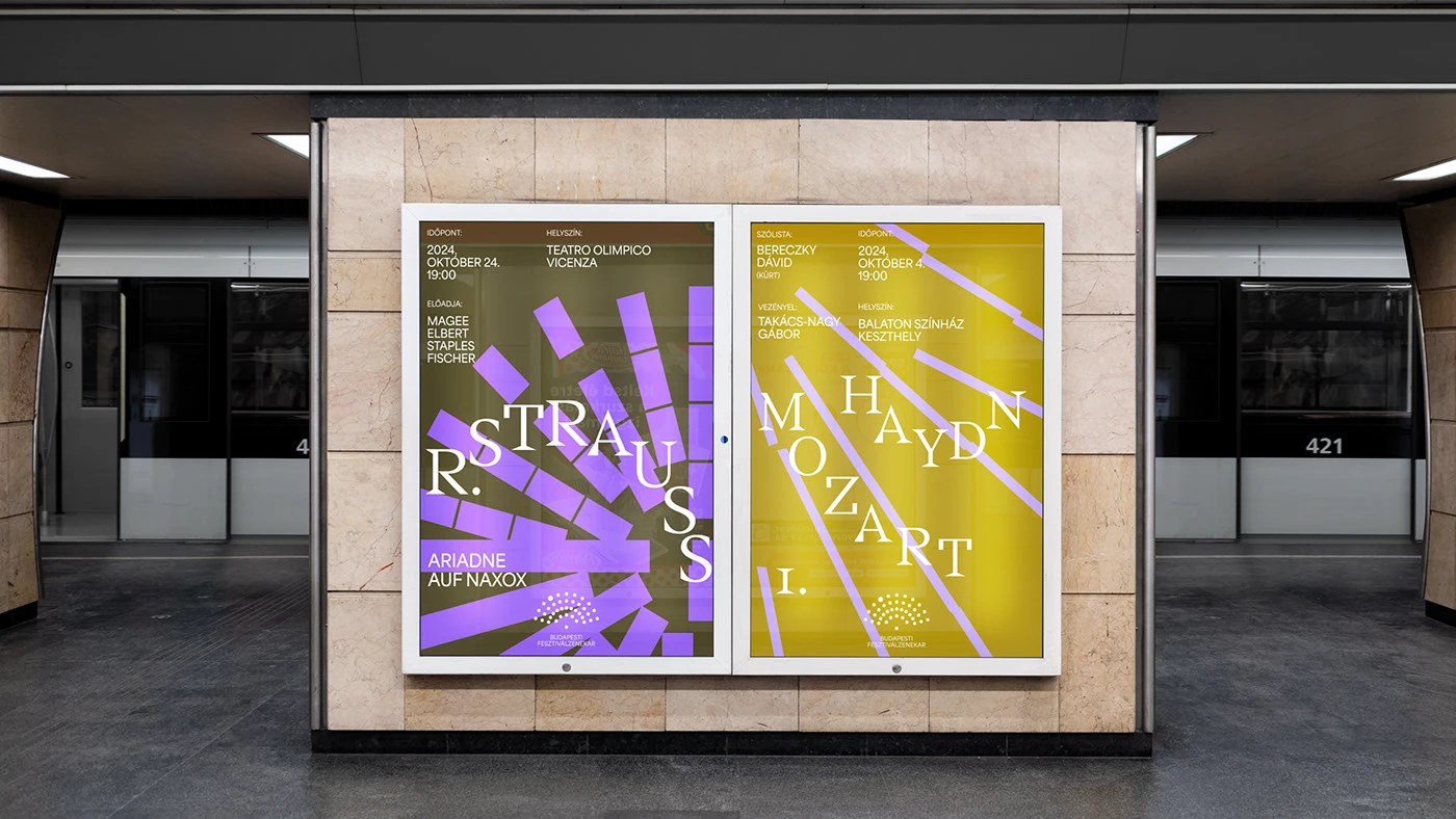DE_FORM Budapest Festival Orchestra brand identity environmental and signage scale