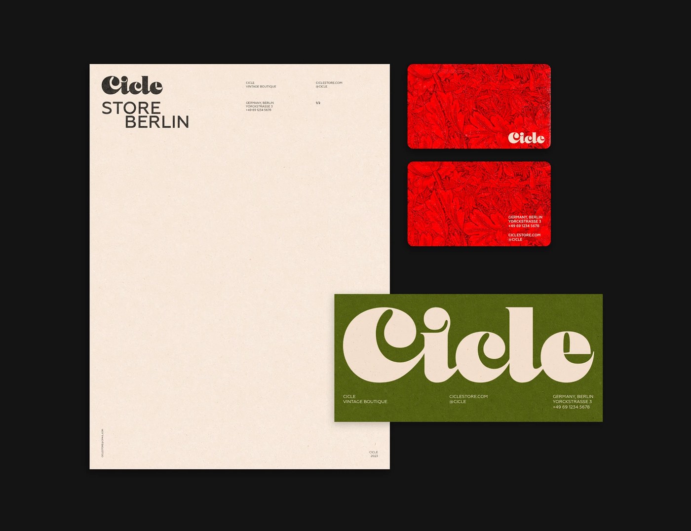 A minimalist office context utilizing the cicle branding katja guseva assets.