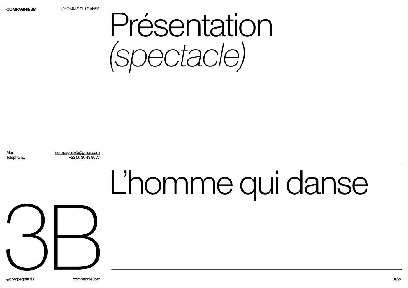 Title spread featuring Monument Grotesk typography and large 3B numeral mark — editorial design by Florian Cornut