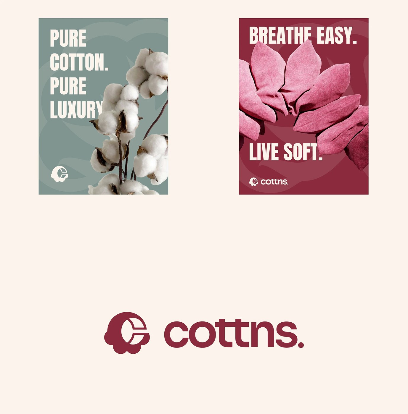 Image 4: Cottn Visual Identity composition detail — brand identity design by Joshua Oladele