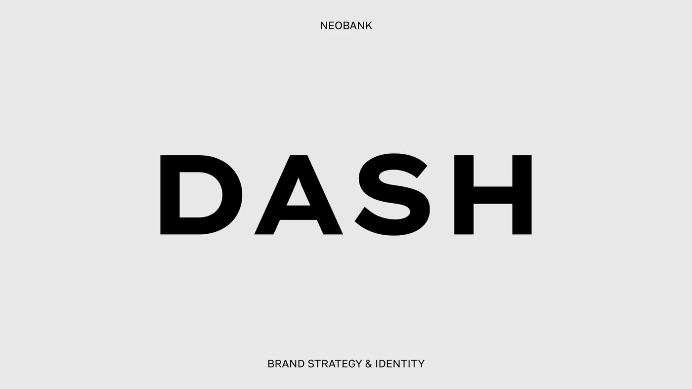 Dash neobank brand identity app screen overview