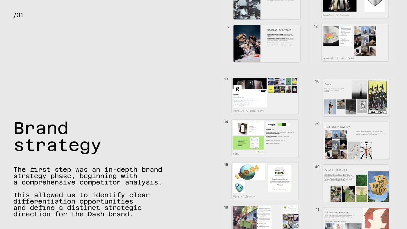 Dash neobank brand identity typographic hierarchy details
