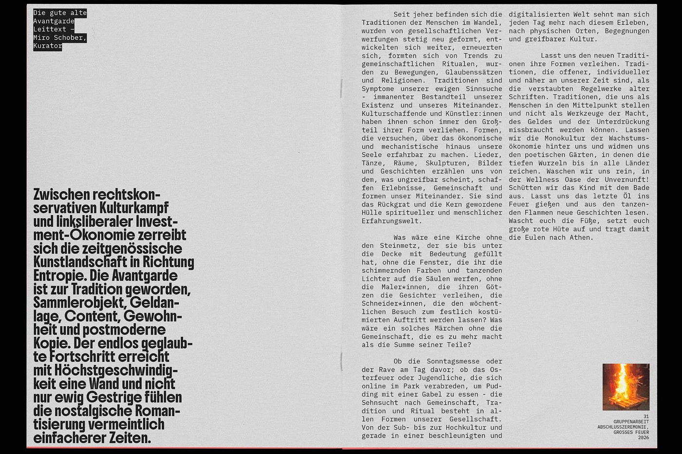 Detailed typographic grids for Die neue Tradition exhibition editorial design