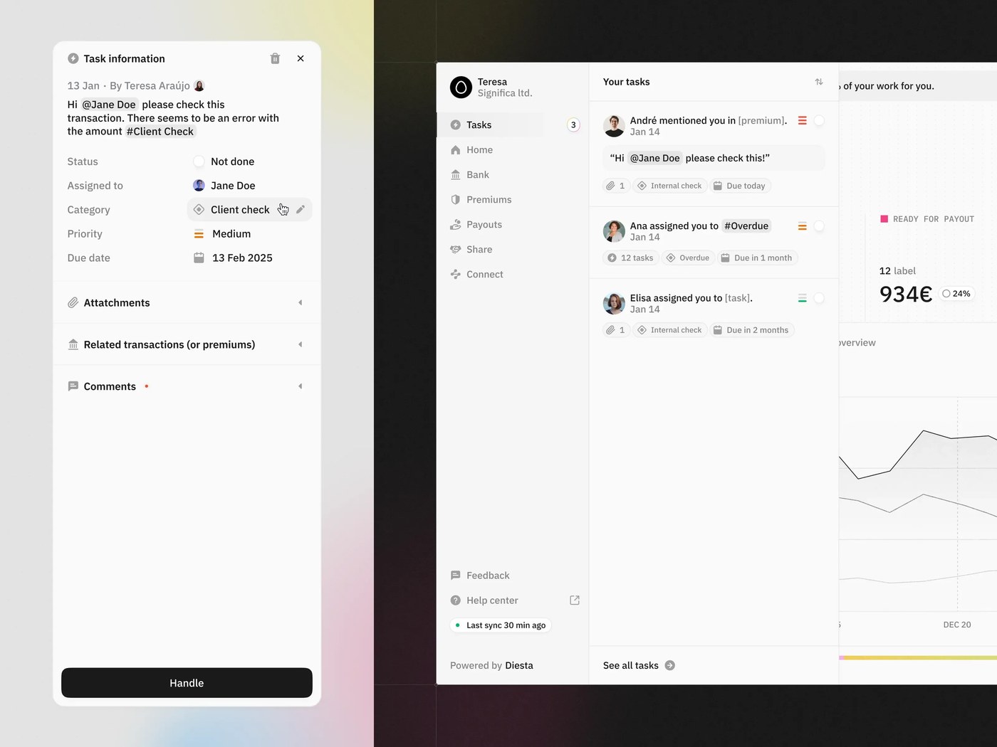 diesta streamlining insurance payments significa.co task dashboard