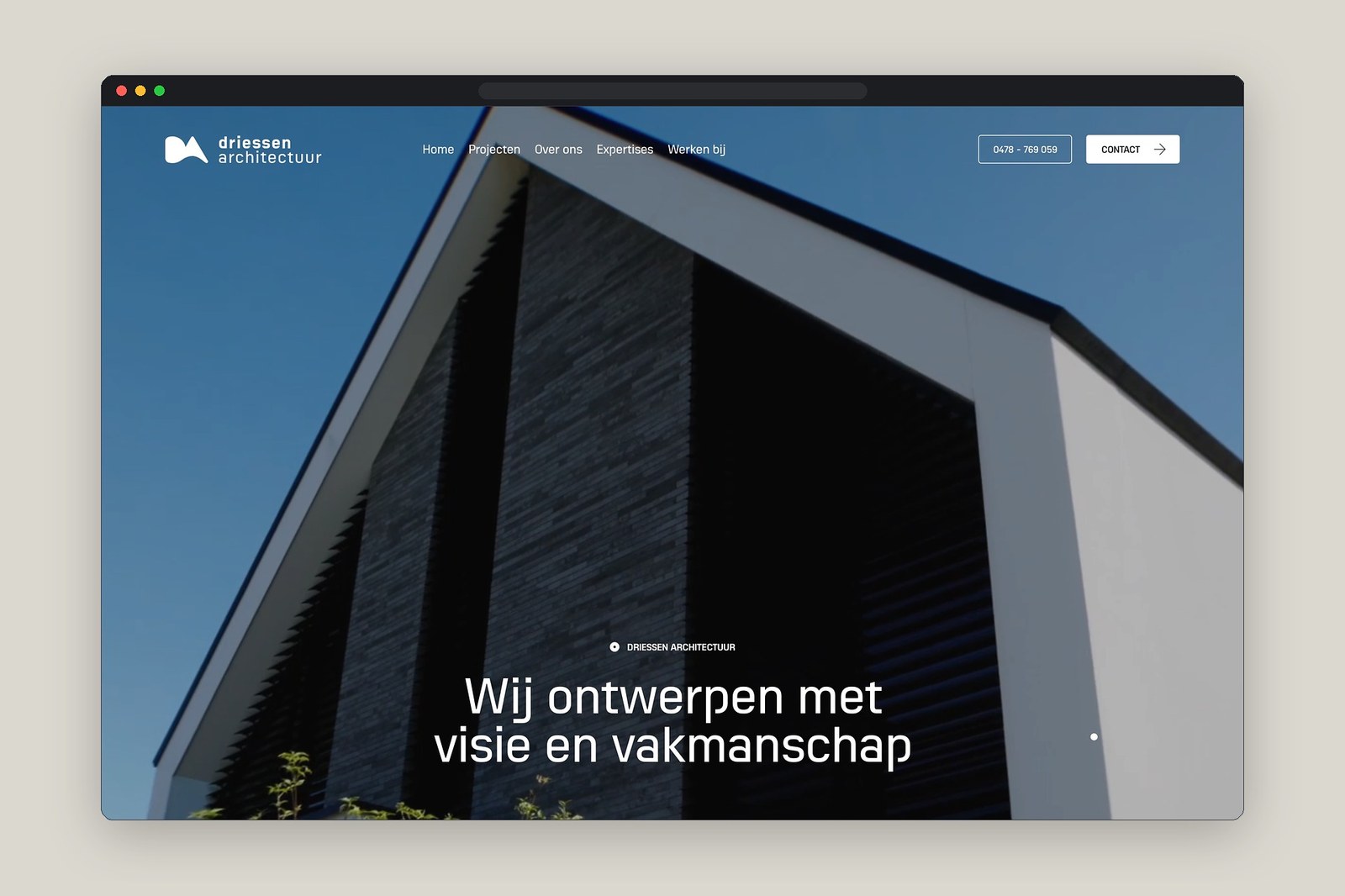 Driessen Architectuur on Minimal Gallery homepage hero viewport screenshot — web design by Minimal Gallery