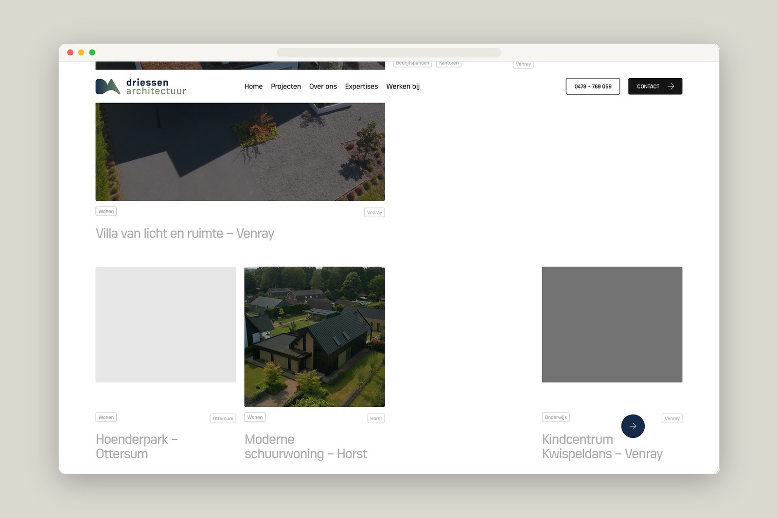 Driessen Architectuur on Minimal Gallery website interface layout and typography section screenshot — web design by Minimal Gallery