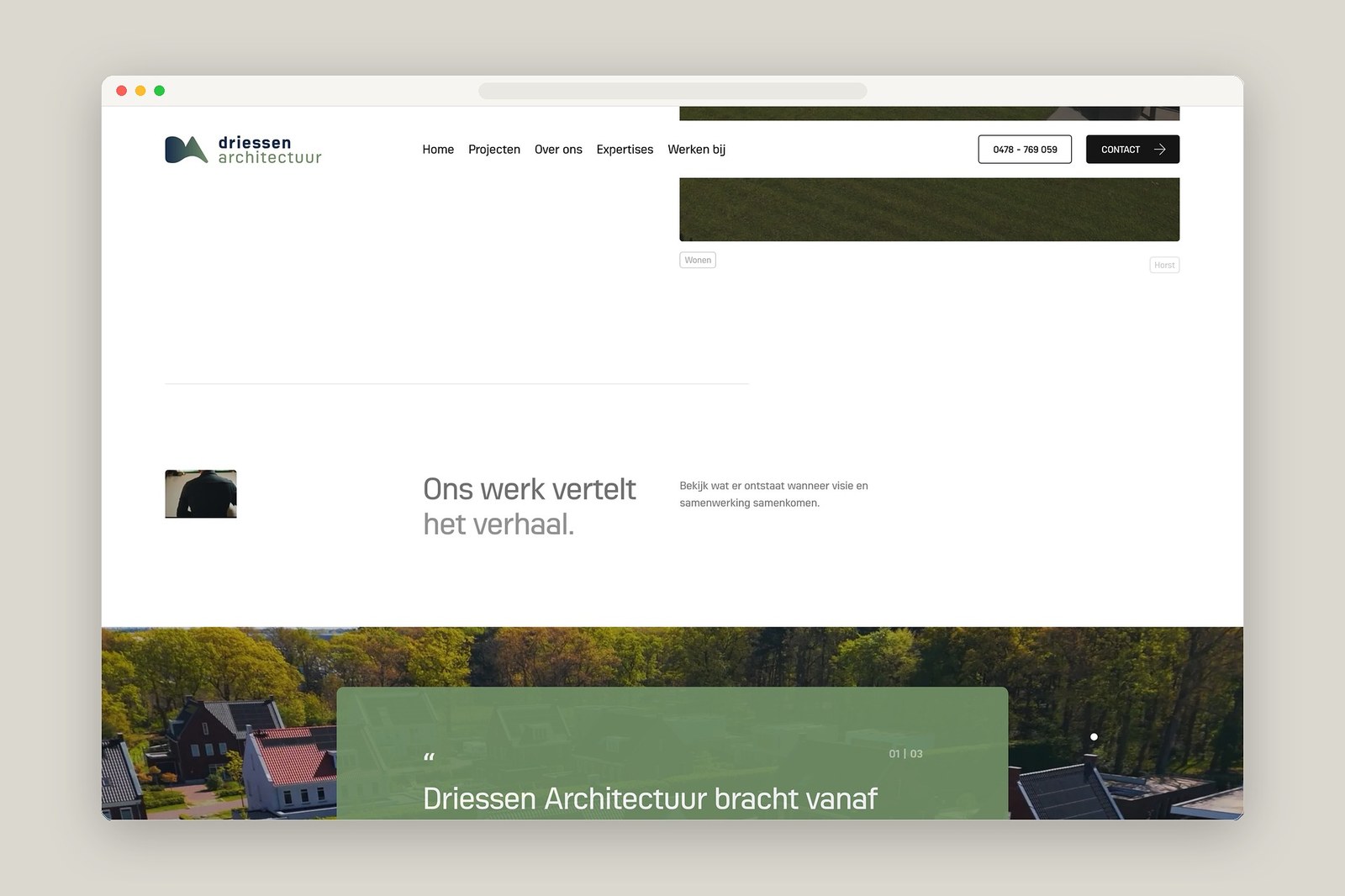 Driessen Architectuur on Minimal Gallery interactive grid and visual system screenshot — web design by Minimal Gallery