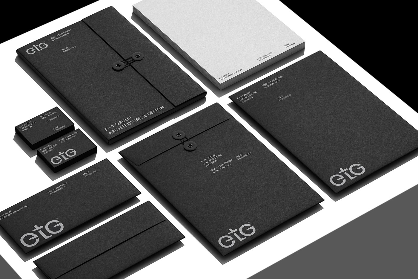 E - T GROUP architectural brand identity wordmark presentation by iFRAME DESIGN STUDIO