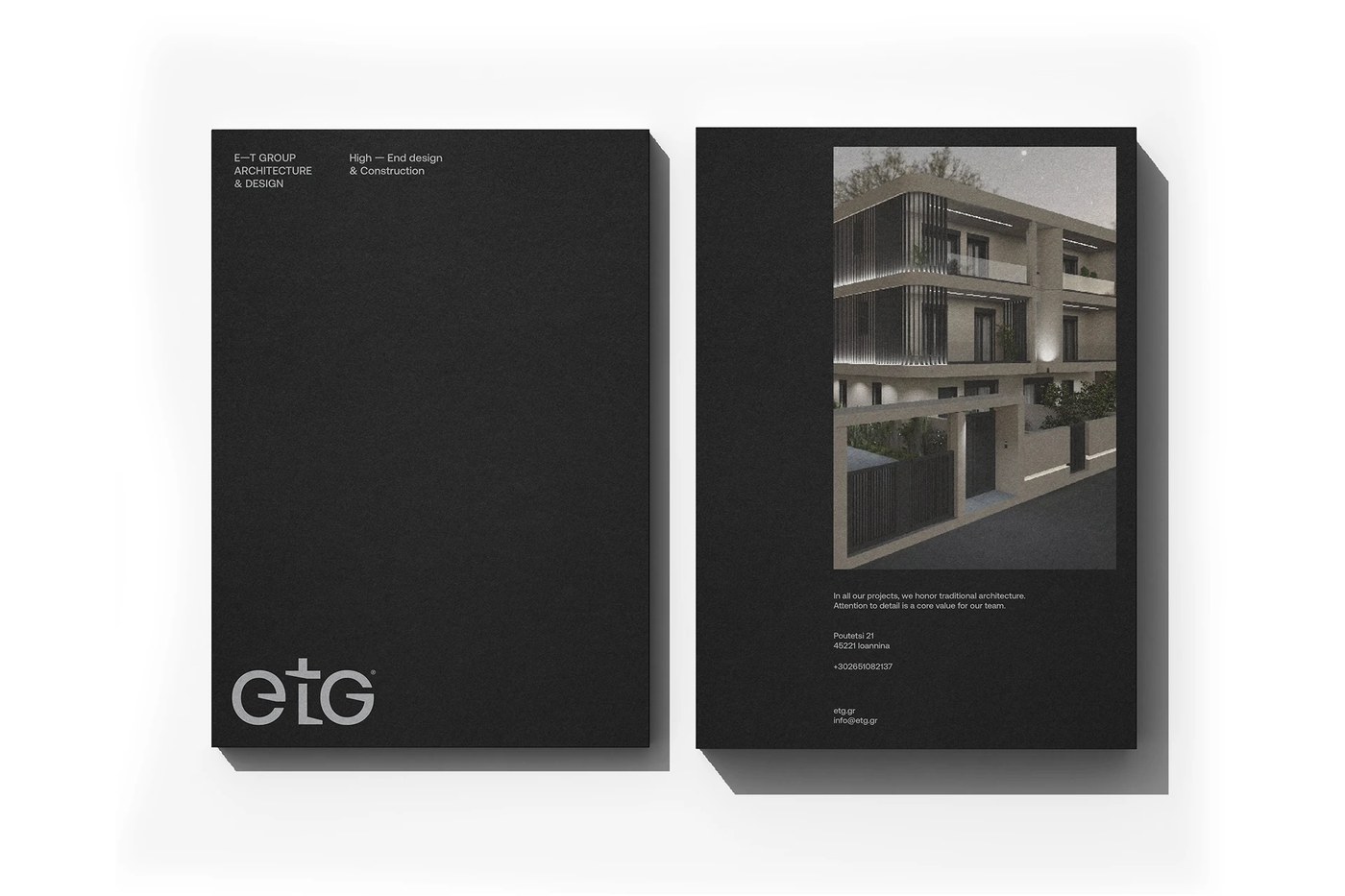 E - T GROUP architectural brand identity bound project book by iFRAME DESIGN STUDIO