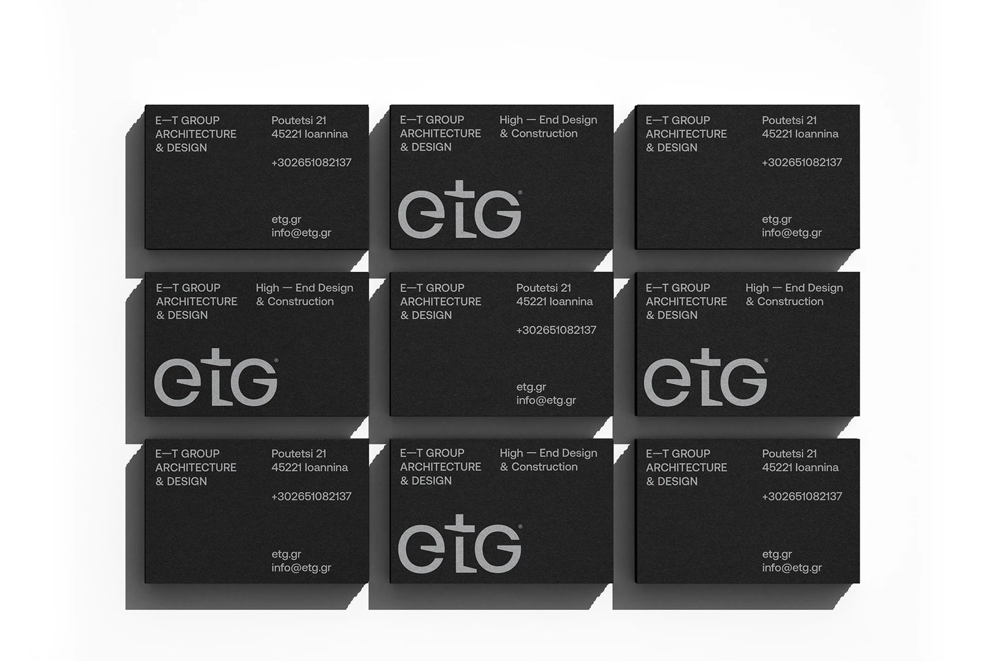 E - T GROUP architectural brand identity typographic layout grid by iFRAME DESIGN STUDIO