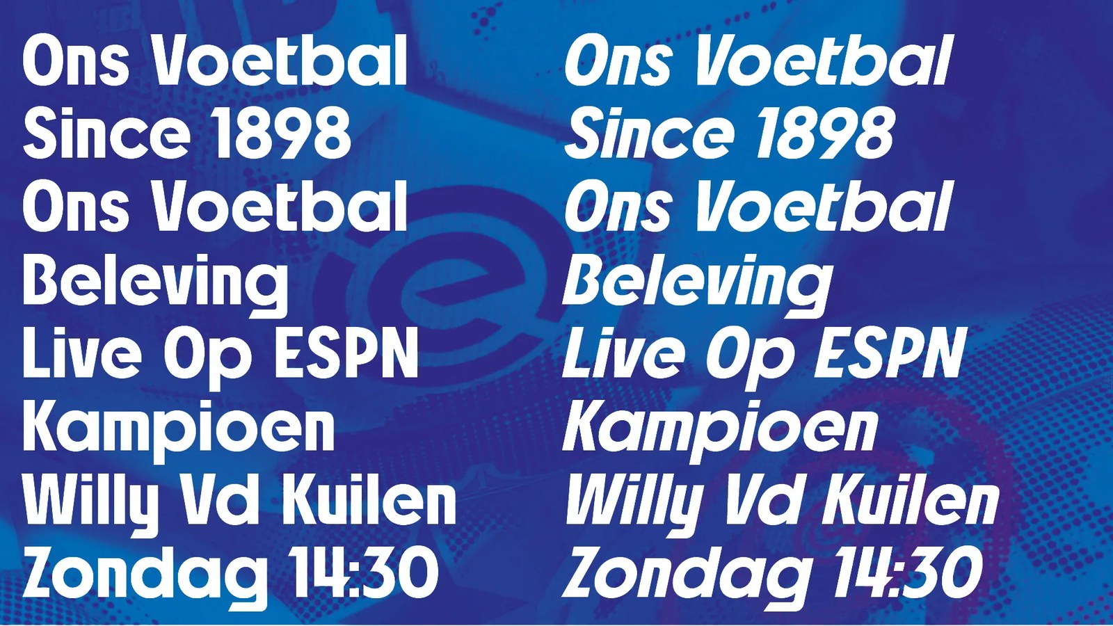 Diagonal cuts and circular counterforms in Eredivisie Display typography