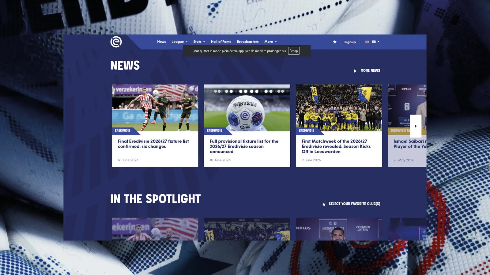 Matchday poster layout featuring Eredivisie Display typography