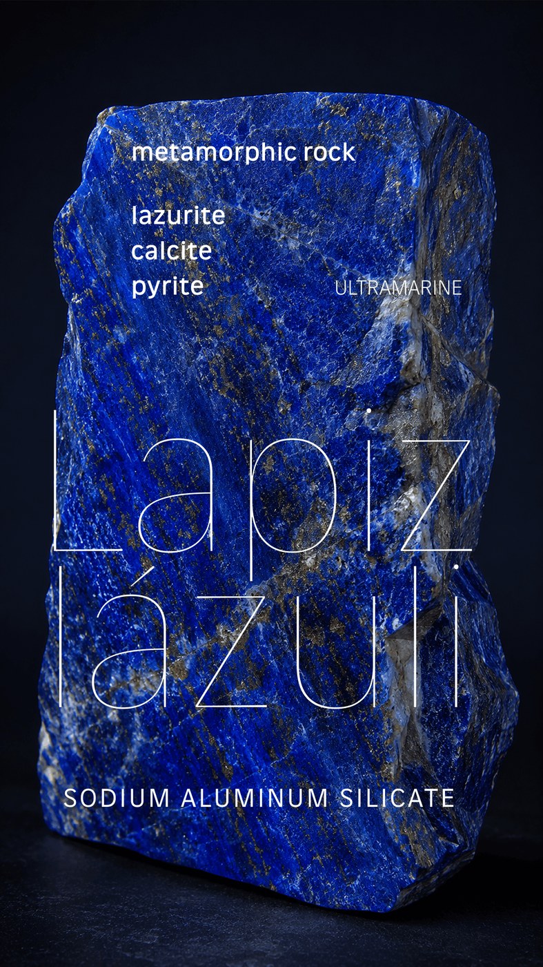 Fluxetype typography specimen poster Lapizlazuli ultramarine rock