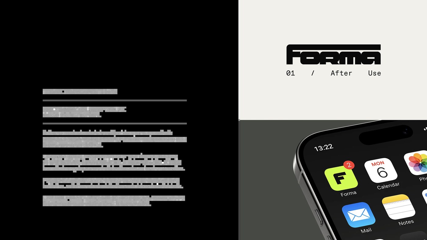 Editorial statement and mobile app screen — branding design by Luciano Quintana
