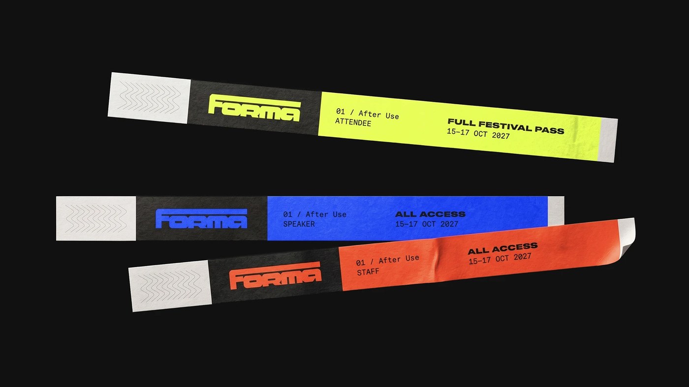 Synthetic Tyvek festival admission wristbands — branding design by Luciano Quintana