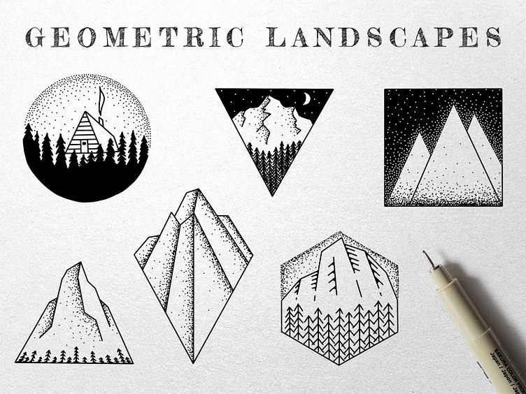 Geometric Landscape Illustration Adrian Pelletier: Vector Grids