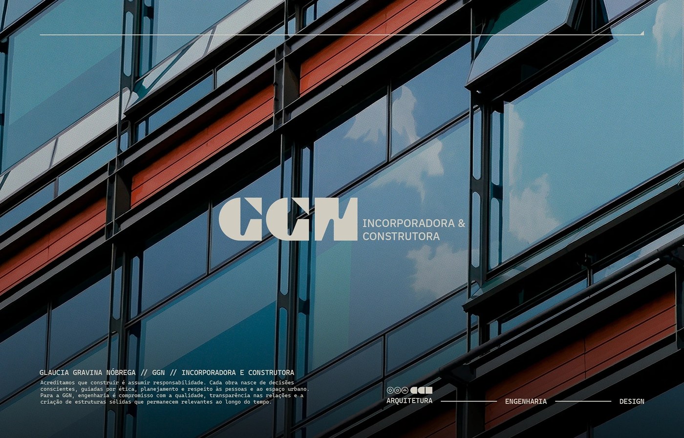 GGN architectural glass curtain wall facade branding with technical data
