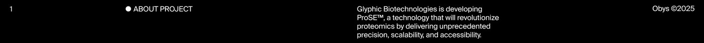 Hero viewport and 3D molecular visualization for Glyphic Biotechnologies in web design by Obys Agency
