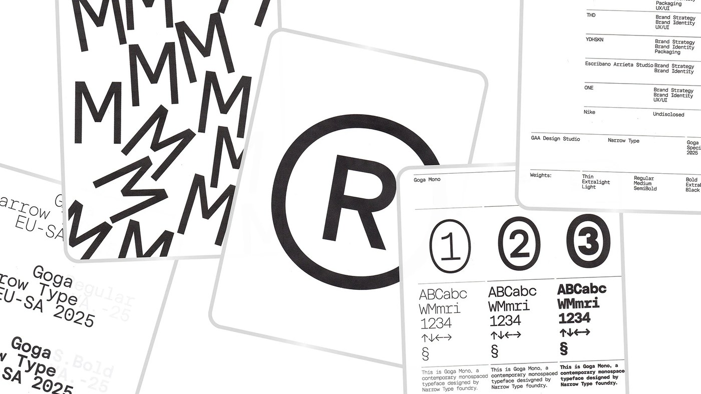 Goga mono monospaced typeface specimen typography narrow type