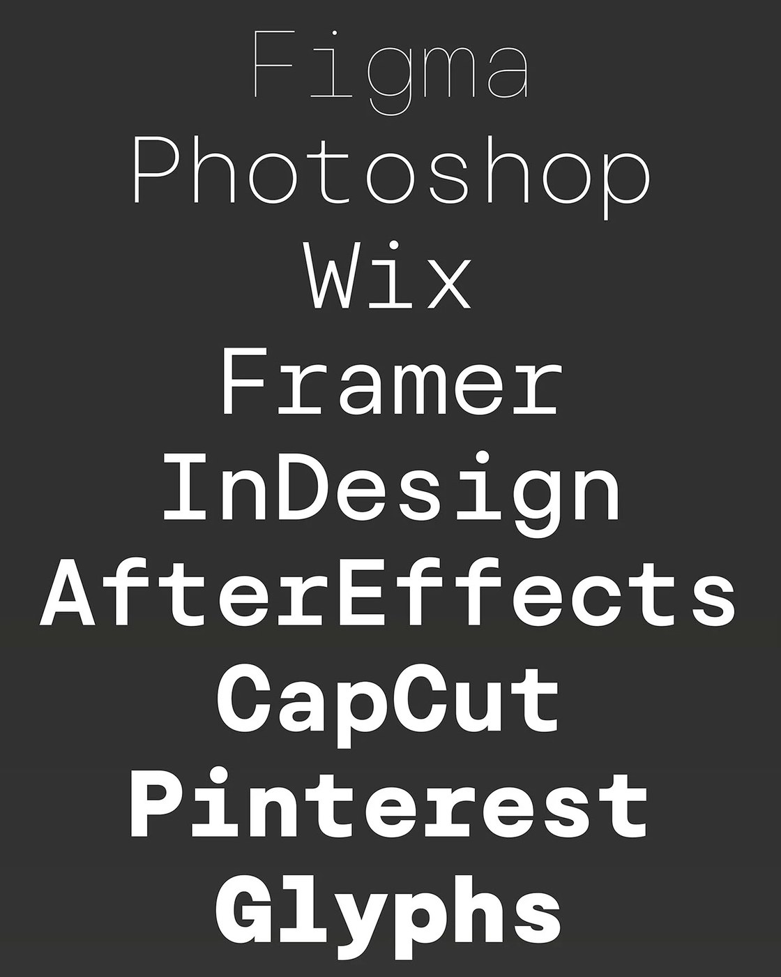 Goga mono monospaced typeface specimen typography narrow type