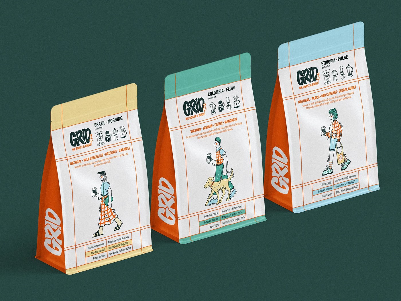 Brand illustrations under the coffee shop branding visual identity system