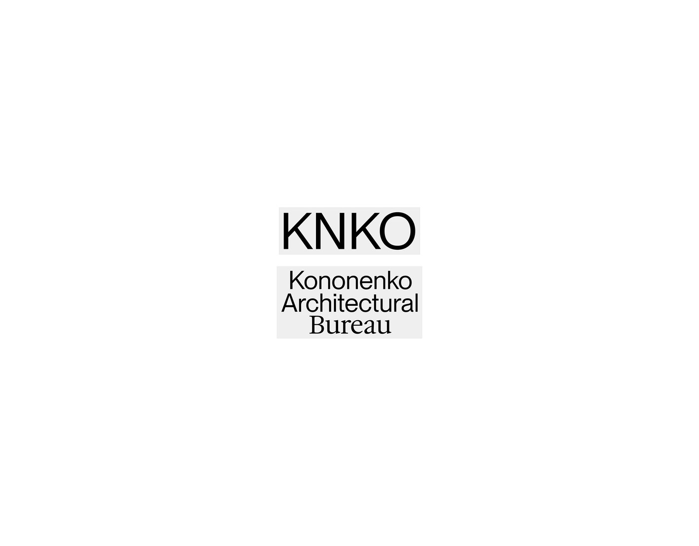 Minimalist web design typography specimen and editorial grid for Kononenko Bureau