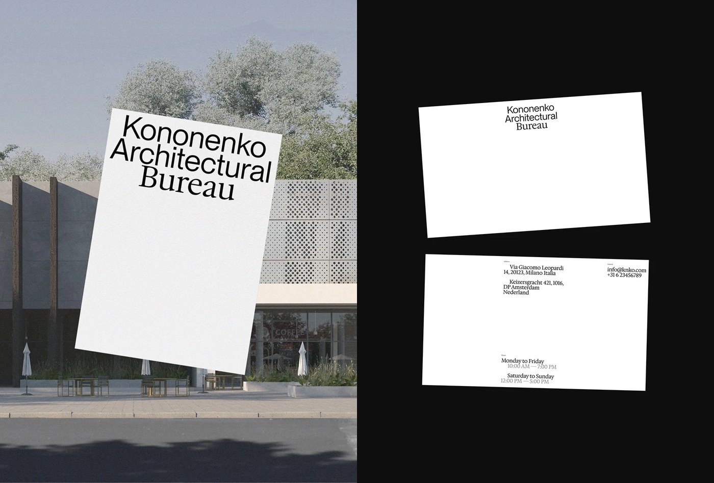 Interactive web design blueprint line drawings and technical overlays for Kononenko Bureau