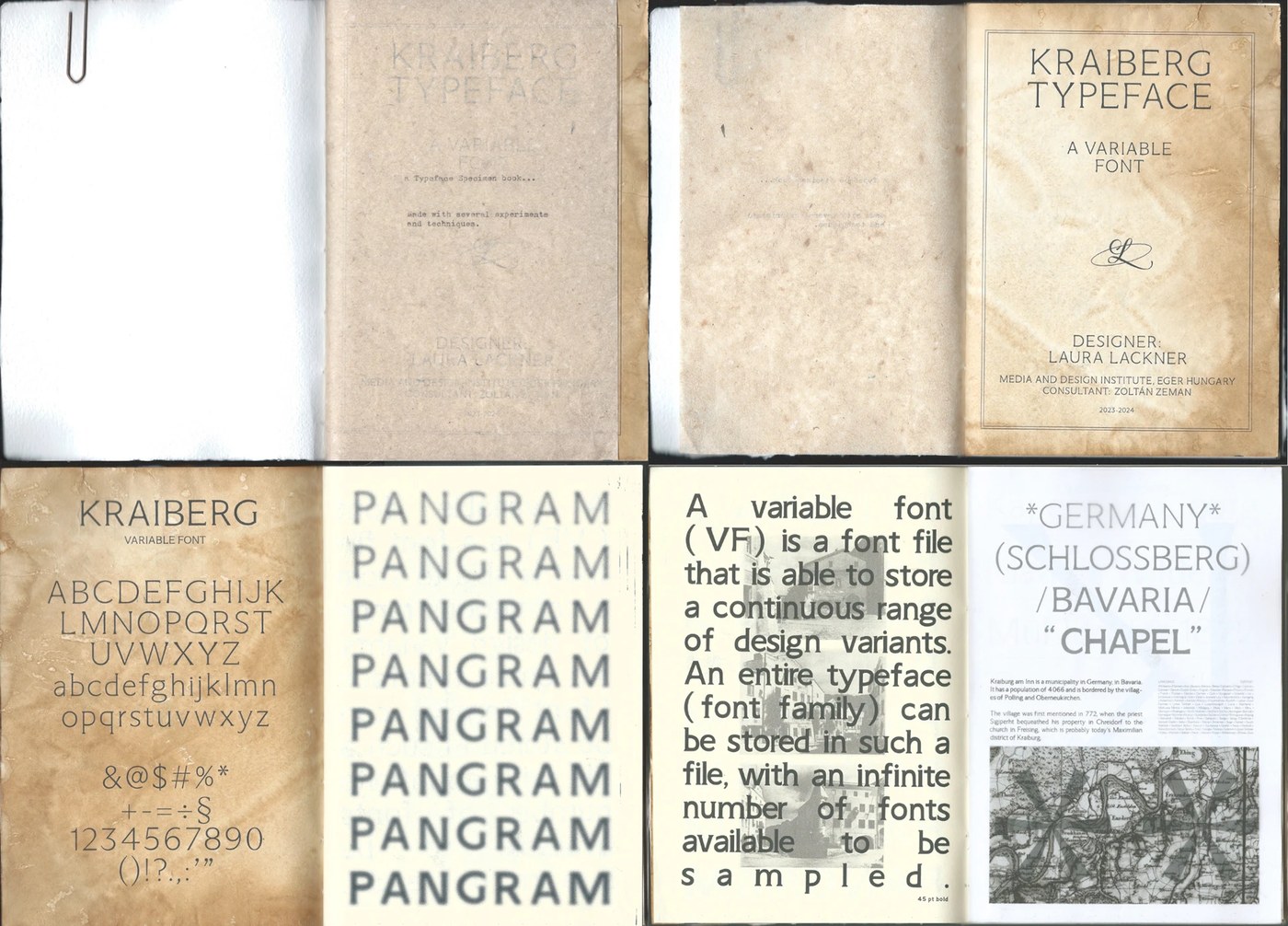 Folleto editorial tipográfico de muestra medieval de fuente variable páginas superpuestas