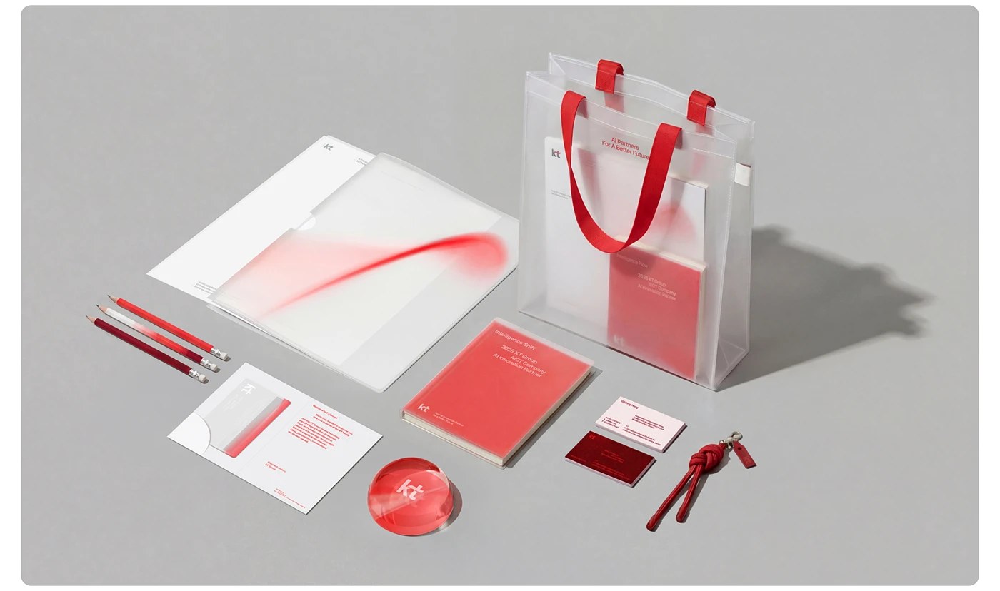 KT brand system collateral design Plus X Korea corporate identity
