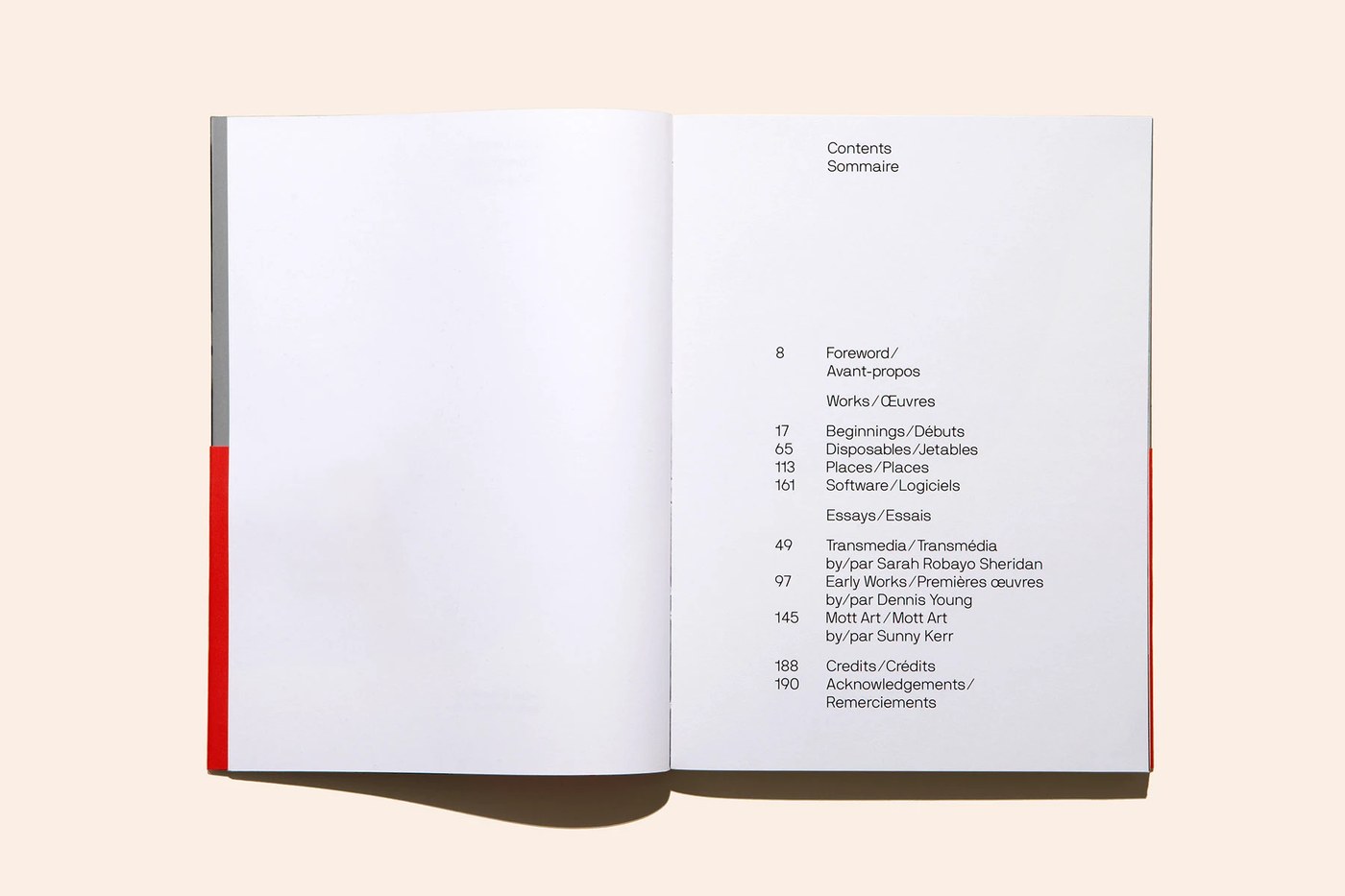 Bilingual contents spread showcasing generous whitespace and layout structure in editorial design by Underline Studio