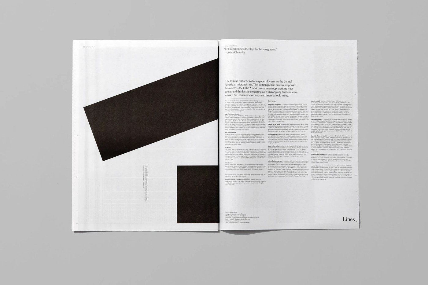 Lines Breaking editorial design documentary photography and photojournalism spread