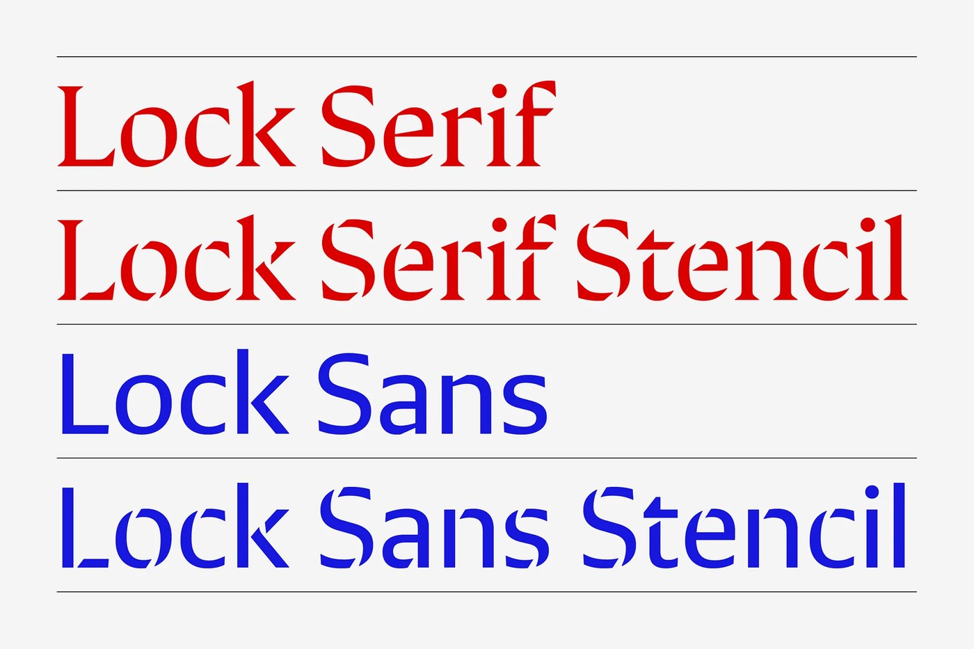 Four subfamilies including Serif, Serif Stencil, Sans, and Sans Stencil in typography design by Mash Creative