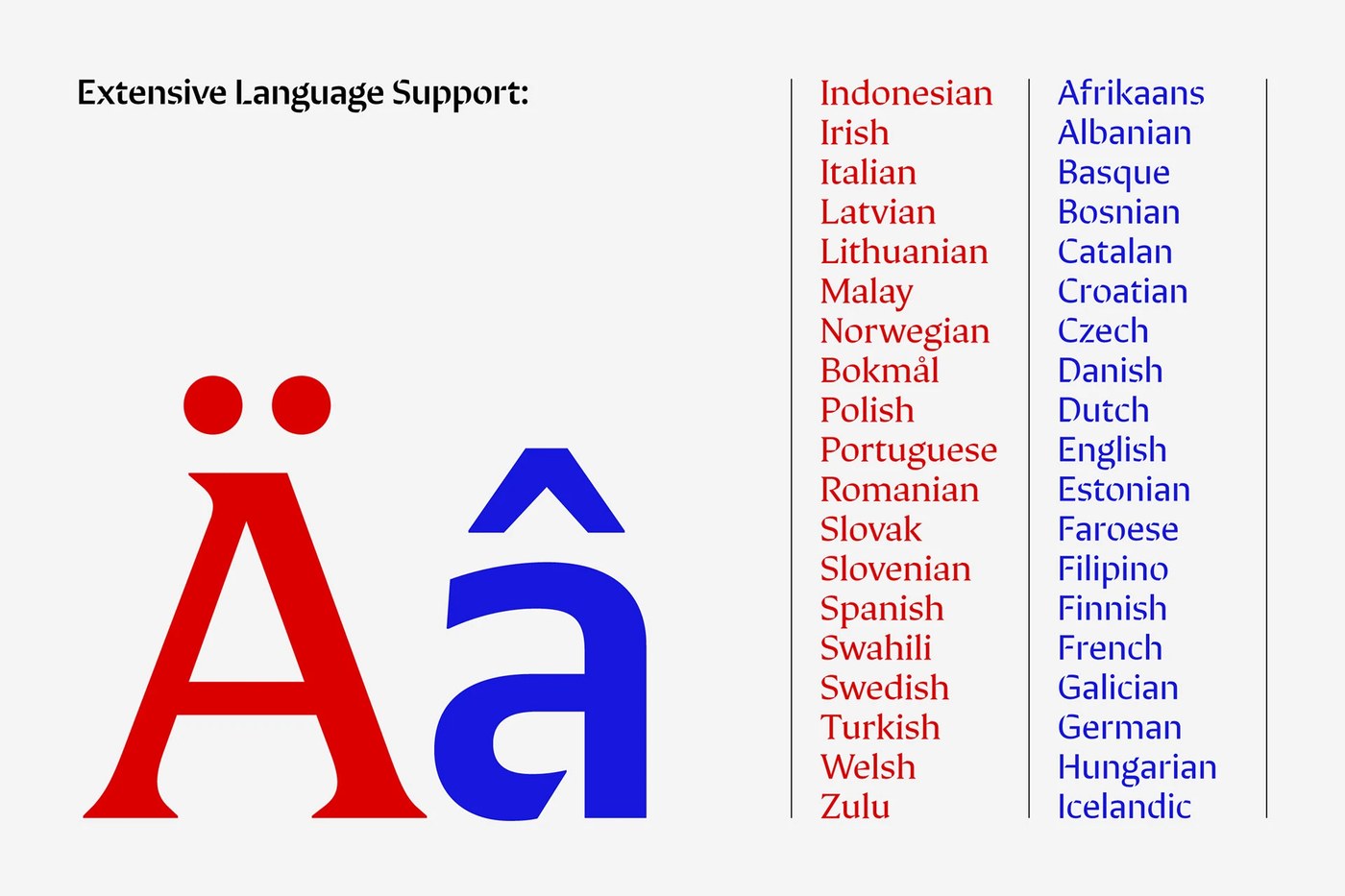 Extensive language support glyph specimens in Lock Superfamily typography design by Mash Creative