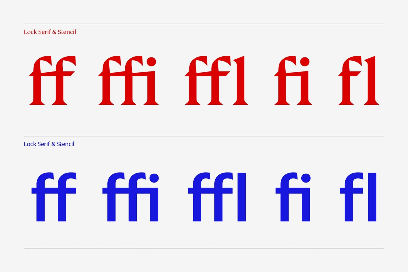 Standard ligatures and typographic character pairings in Lock typography design by Mash Creative