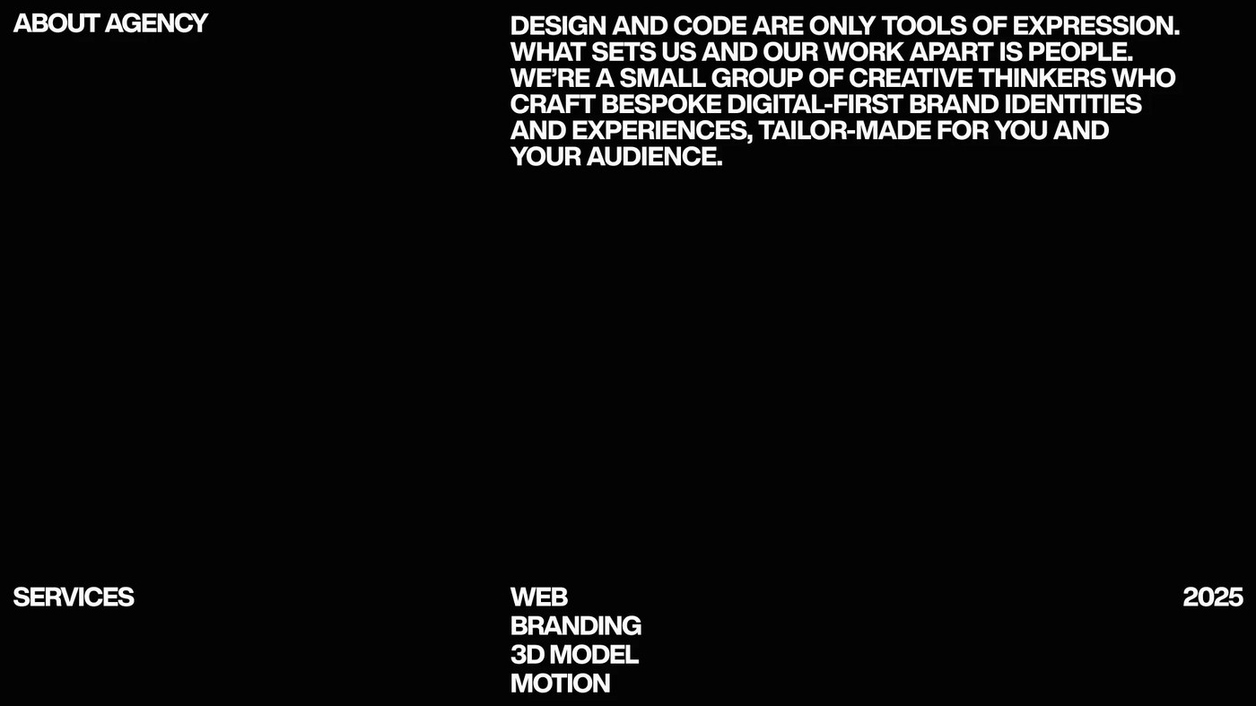Portafolio de agencia de diseño web Detalles de diseño de interfaz 3D visualización tipografía