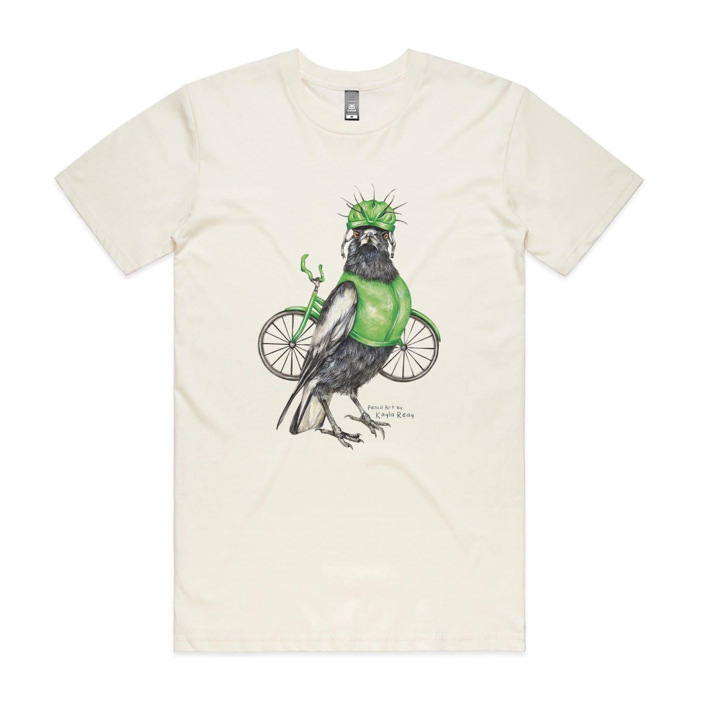 Grey heather combed cotton t-shirt with Clive the Cyclist illustration