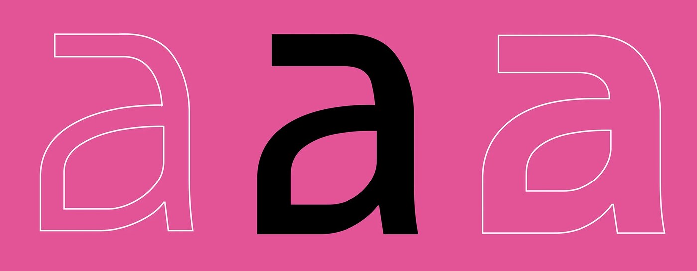 Anatomical details of the variable typeface specimen risograph print design