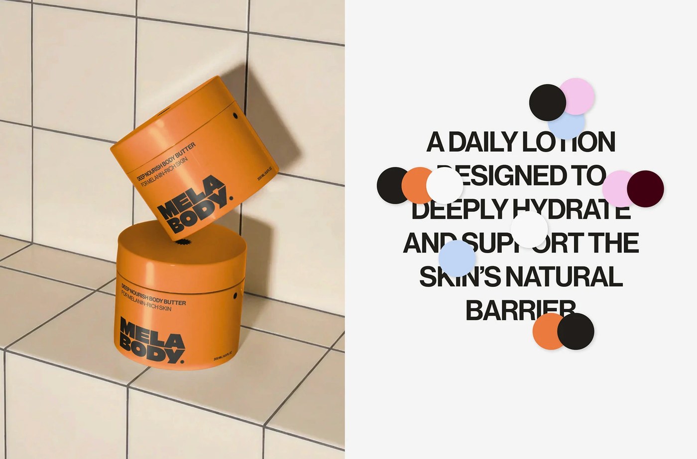 Diseño de envases para el cuidado del cuerpo, marca de bienestar, etiquetas geométricas y contenedores de colores pastel.