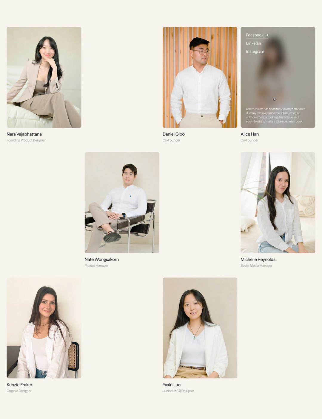 Agencia de cartera de diseño web Awwwards Cuadrícula de perfil del equipo