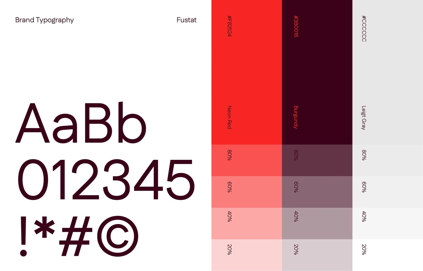 Module typography specimen featuring Fustat typeface and color swatches