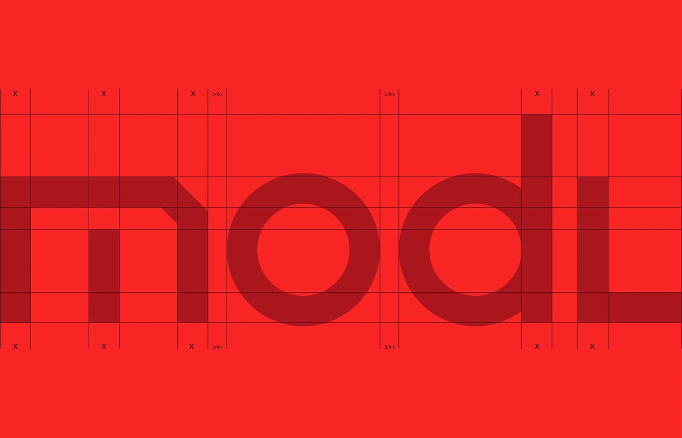 Module geometric logotype construction grid detailing modular stem proportions