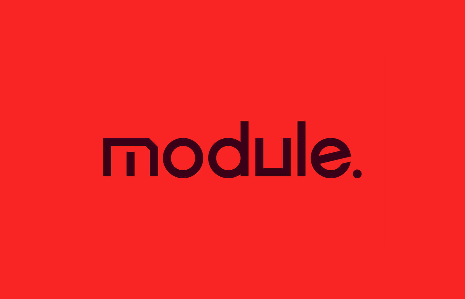 Module animated logotype transition on red background