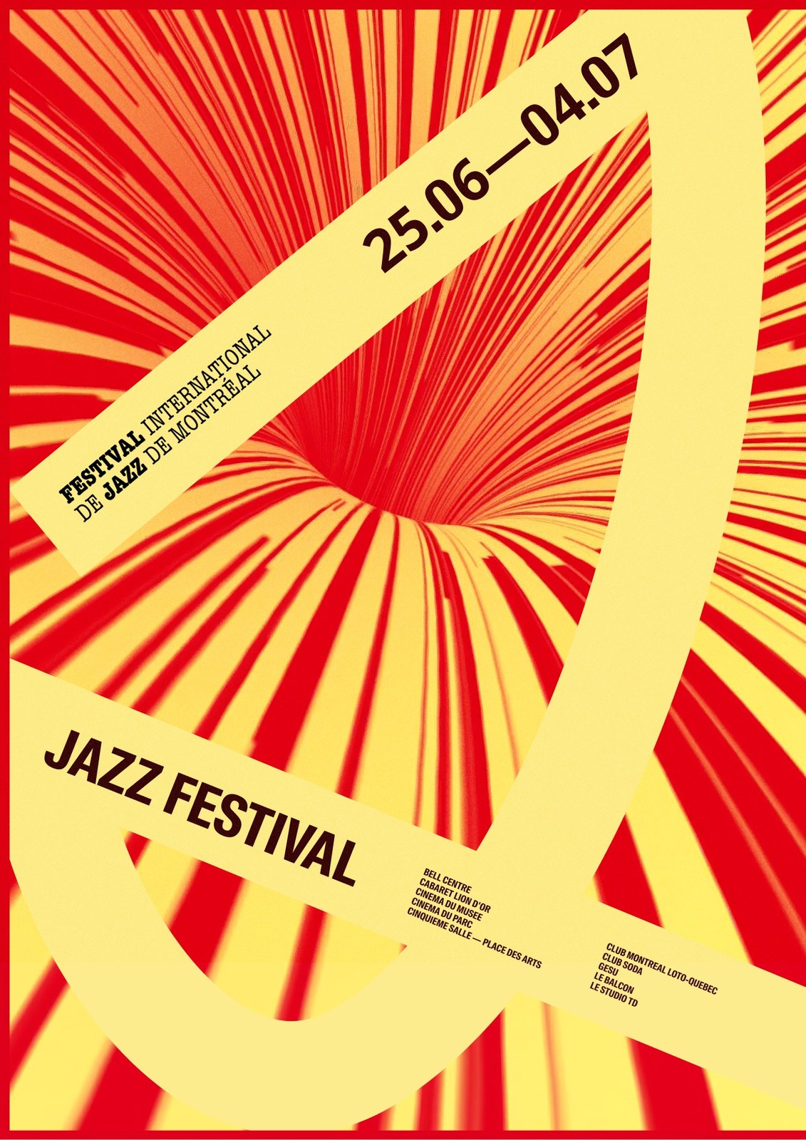 Generative trumpet graphic and festival dates in Montreal Jazz Festival visual identity