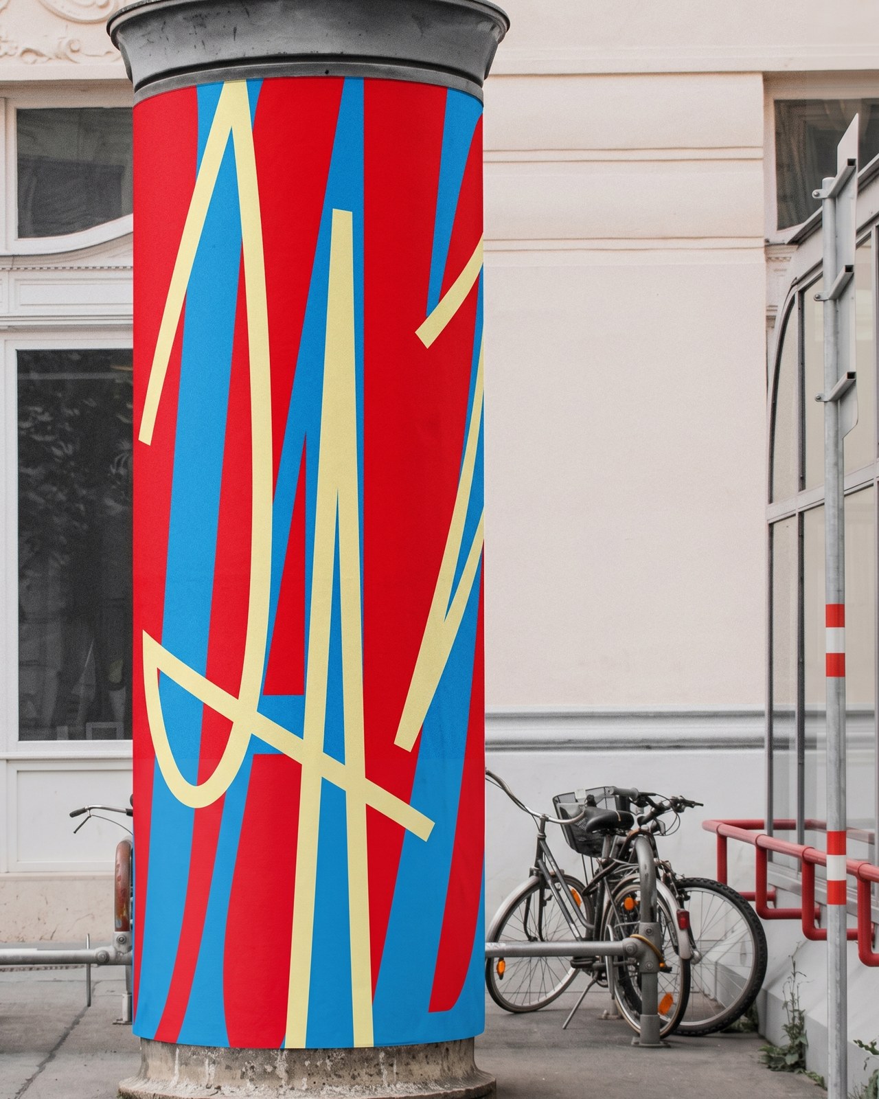 Street advertising poster column in Montreal Jazz Festival visual identity