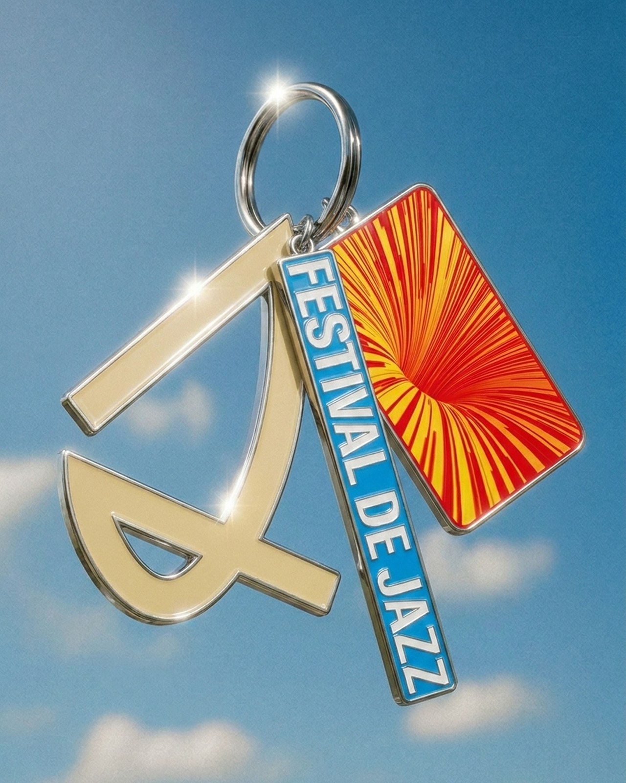 Custom enamel pins and festival merchandise in Montreal Jazz Festival visual identity