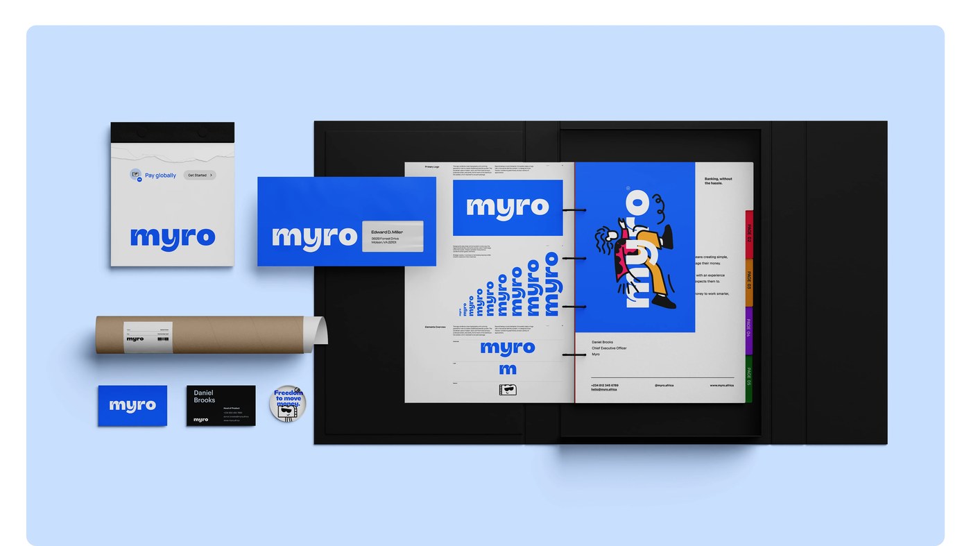 Branding design physical payment cards and embossed details for Myro