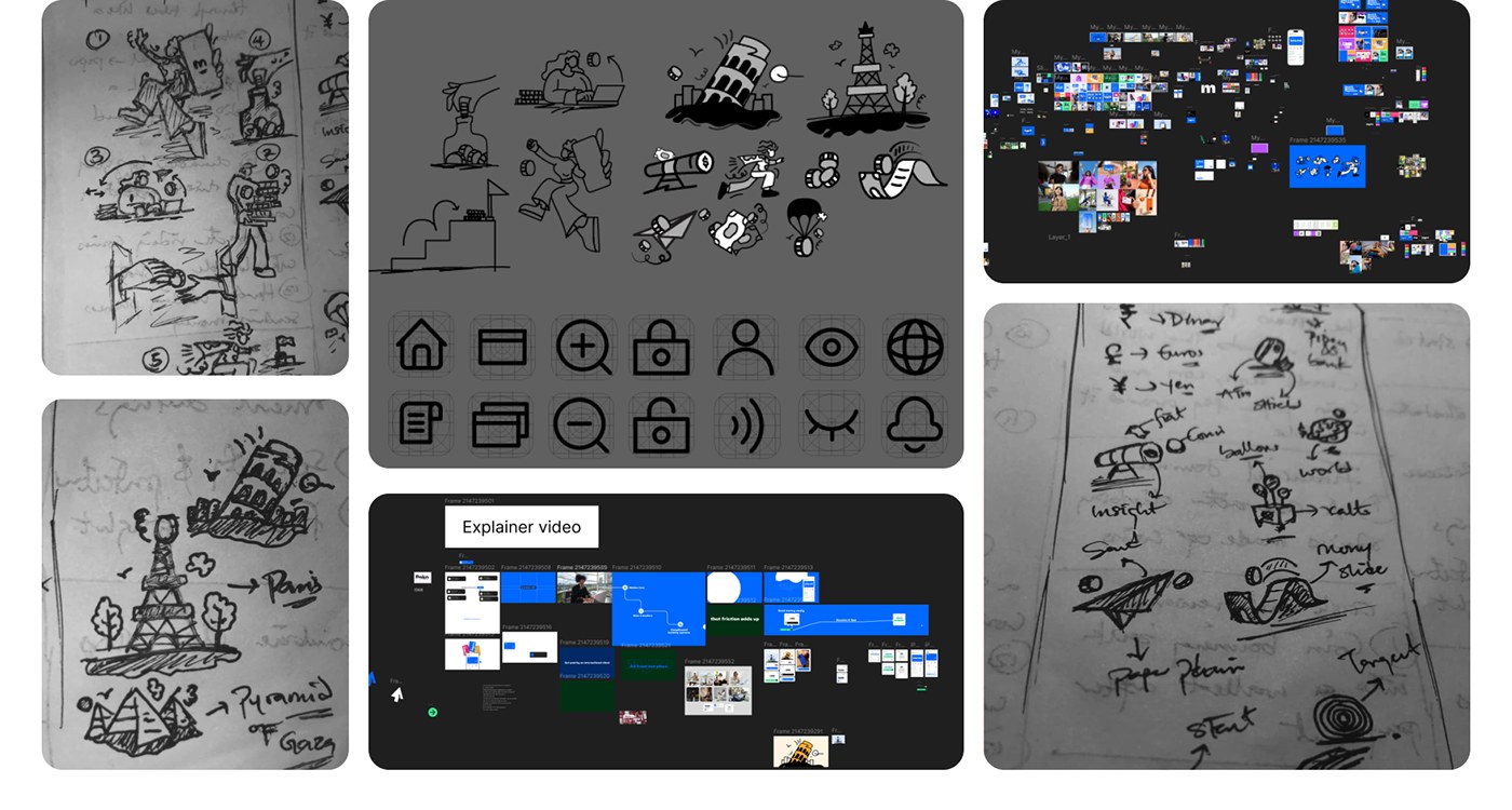 Branding design behind the scenes icon grid sketches and geometry for Myro